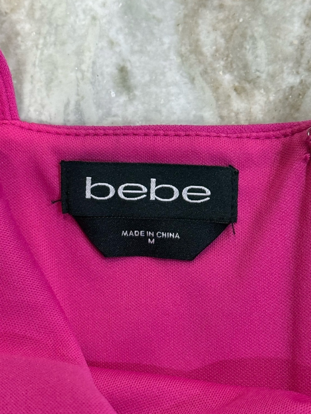 Women’s BEBE fuschia pink halter ruffle hem mini dress- Size Medium - Picture 6 of 6